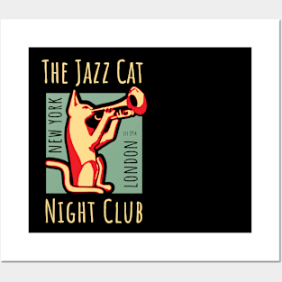 Vintage Jazz Club Poster with Jazz Cat Posters and Art